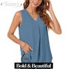 JPNTKY Women's Fashion Casual Solid Color Print Sleeveless V Neck Blouses & Shirts