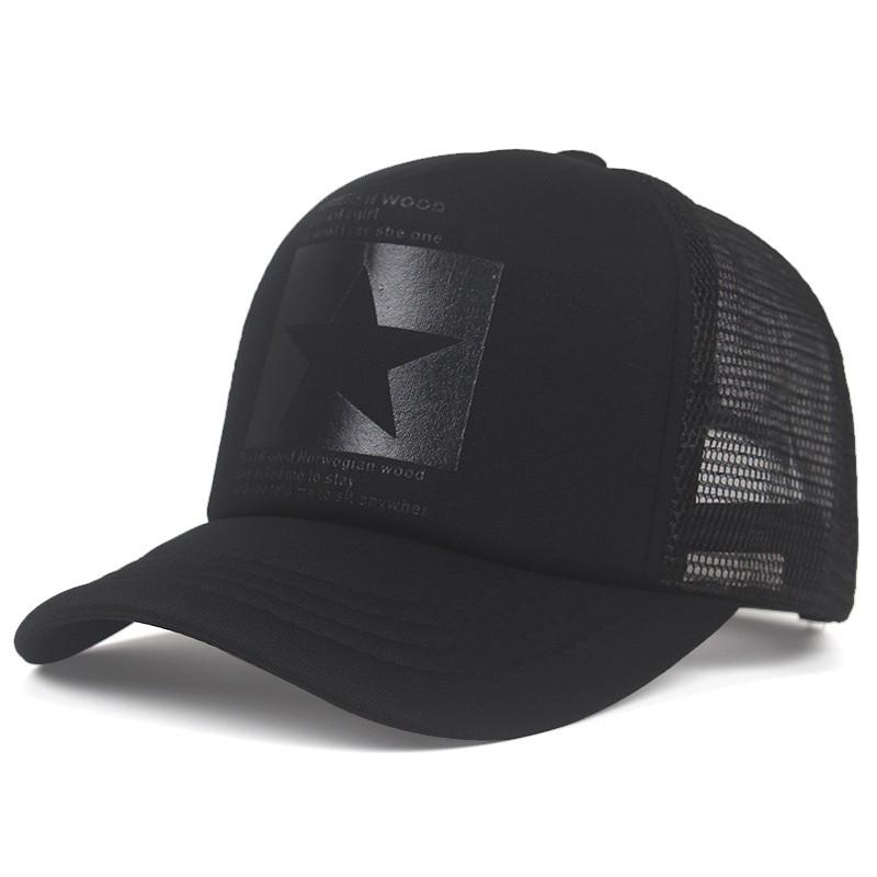 New Fashion Five Pointed Star Pattern Printed Trendy Men's and Women's Universal Hip Hop Mesh Breathable Baseball Hat Truck Caps