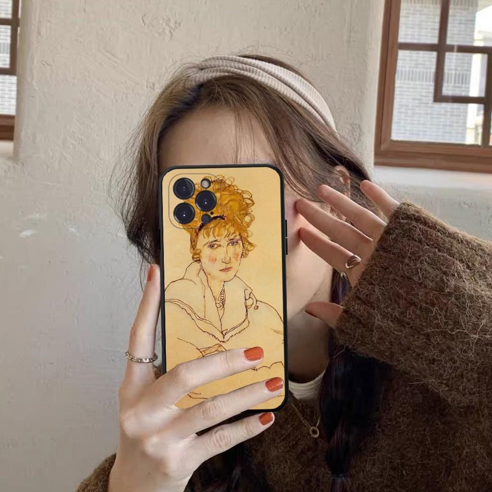 Egon Schiele Phone Case For iPhone 14 11 12 13 Mini Pro Max 8 7 6 6S Plus X SE 2020 XR XS Funda Case