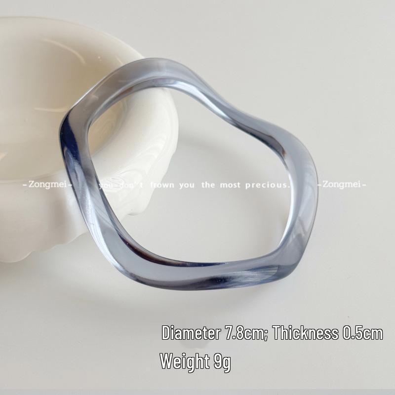 Irregular Wide-Edged Acrylic Cellulose Acetate Hoop Bracelet for Women - Niche Design, Retro Stackable Bangle Hand Jewelry