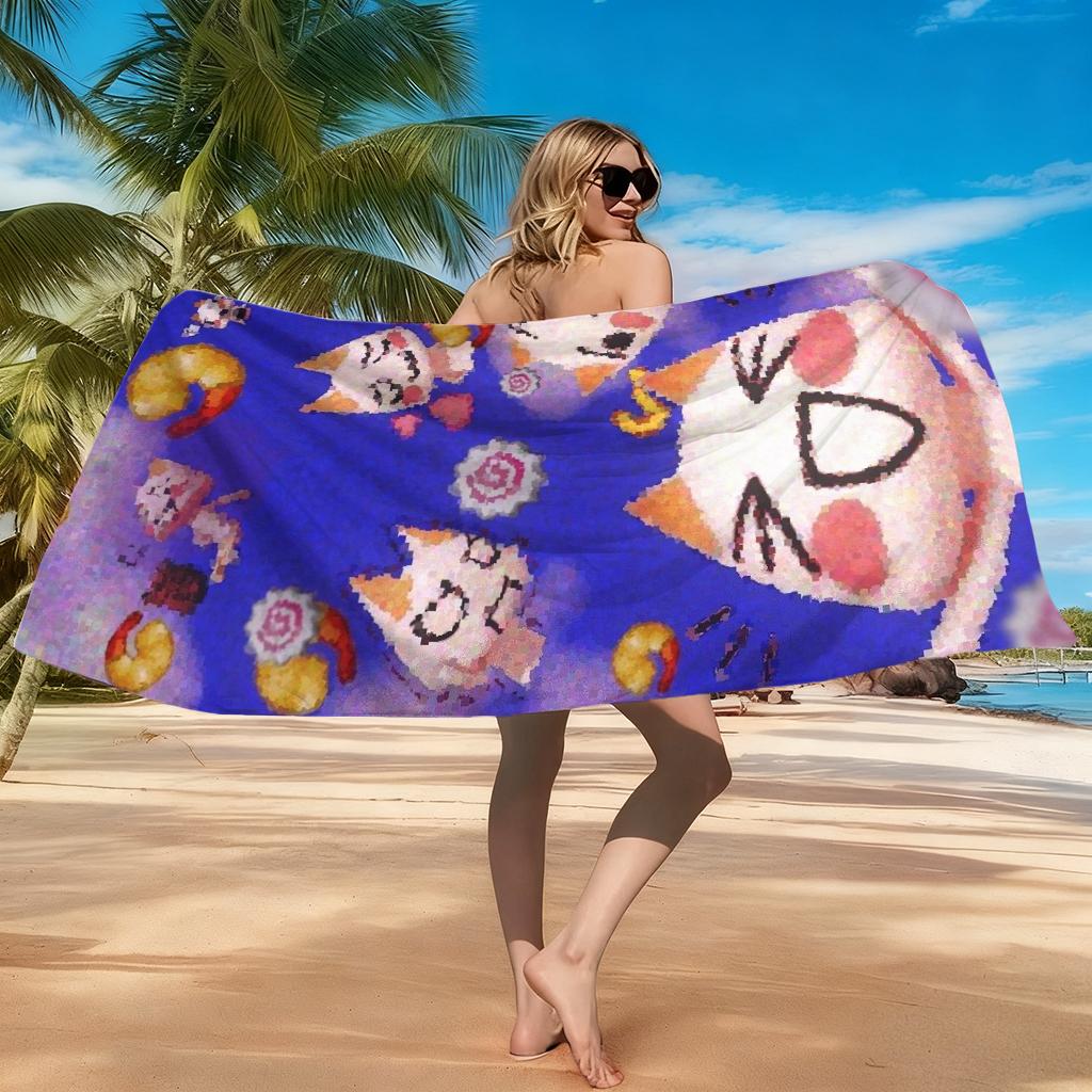 1pc Cartoon Anime Cats Beach Towel Large Quick-drying Towel Suitable for Beach Yoga Pool Gym Sport Towel Summer Gift for Friends