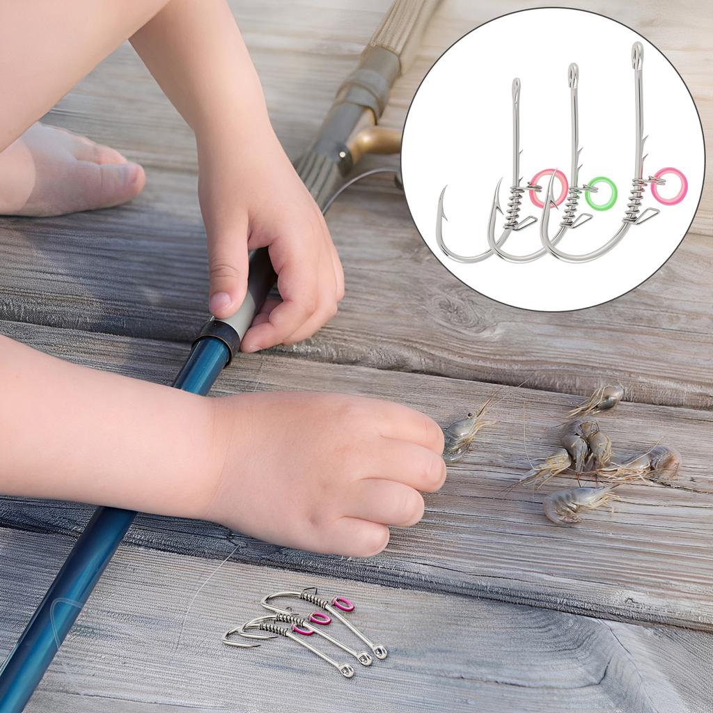 30pcs Carbon Steel Barbed Shrimp Hooks 2/0-4/0 Universal Freshwater Saltwater with Storage Box