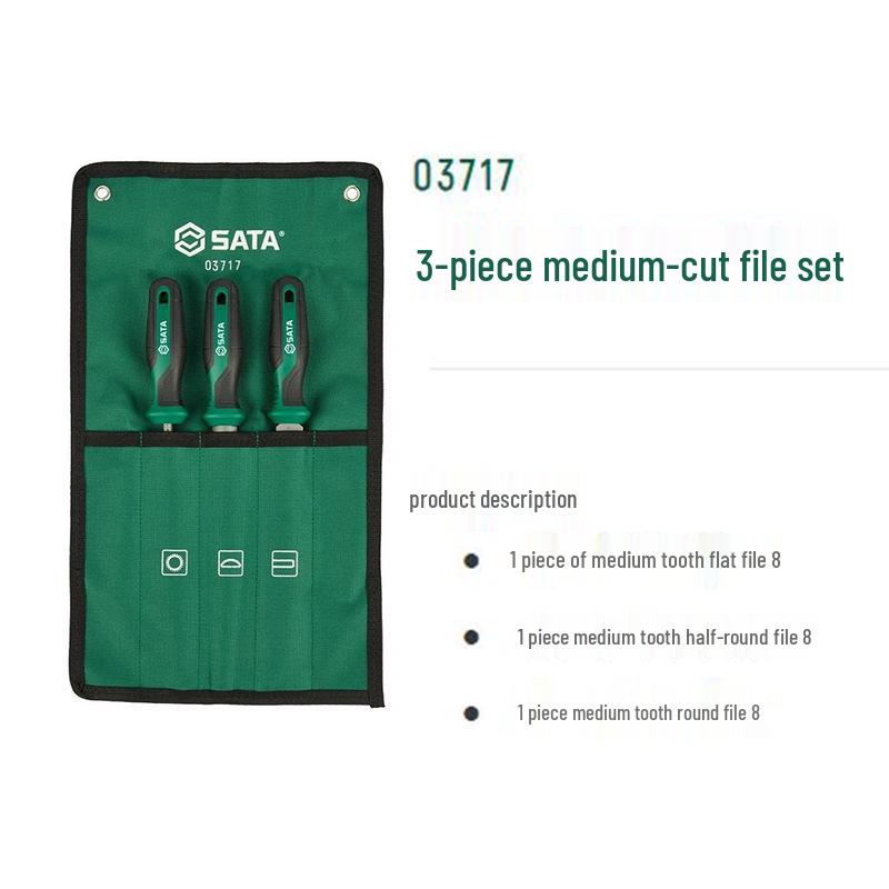Sata Tools 03717 Набор из 3 напильников: Треугольный, Полукруглый, Плоский круглый с острыми концами