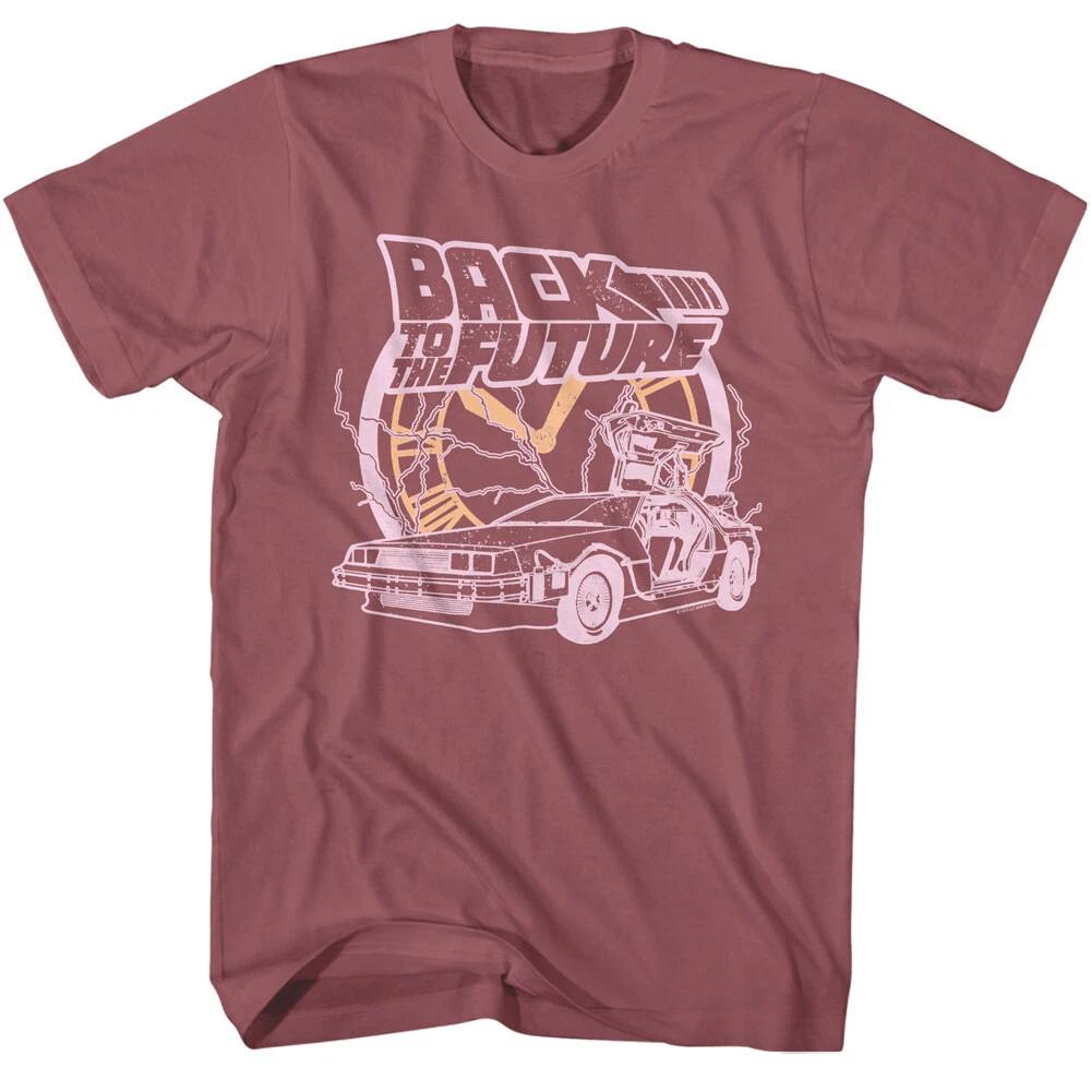 Back To The Future Movie Clock Face Delorean & Lightning Bolts Men s T Shirt 4XL