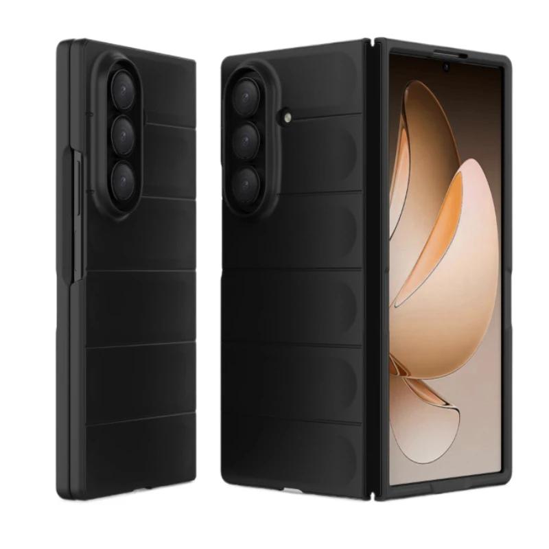 Simple Bunsiness Phone Case For Samsung Galaxy Z Fold 7 6 5 4 3 Soft Liquid Silicone Naked Device Feel Anti-Drop Protector Cover