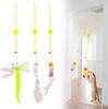 Hanging Door Bouncing Interactive Cat Toy Feather Stick Retractable Cat Teaser Wand Toy with Suction Cup Interactive Cat Toy
