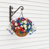 Artificial Outdoor Flower with Hanging Baskets, Red White Blue Fake Flower Planter, Patriotic Decor for 4th of July, Porch Garden