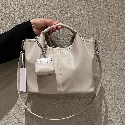 Damen Tasche, Handtasche mit großem Fassungsvermögen, Lässige Handtasche, Retro Lederstruktur, Einzel-Schultertasche, Crossbody-Tasche, Beuteltasche