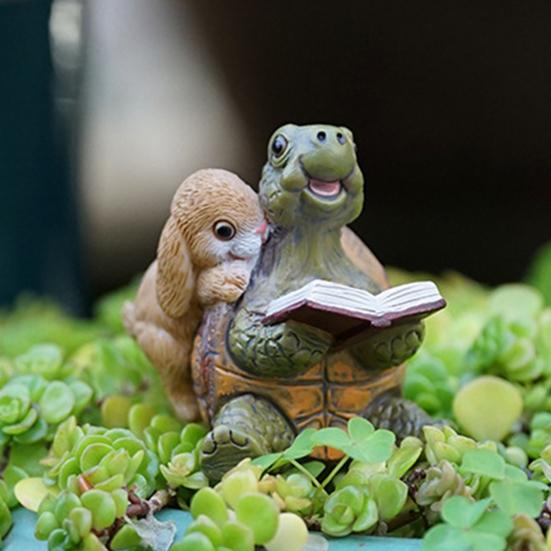 Resin Animal Garden Statue Cartoon Bunny Turtle Hedgehog Figurine for Fairy Garden Yard Lawn Indoor Outdoor Decor