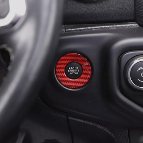 Red Carbon Engine Start Stop Button Cover Accessories For Gladiator JT/JL 18-25