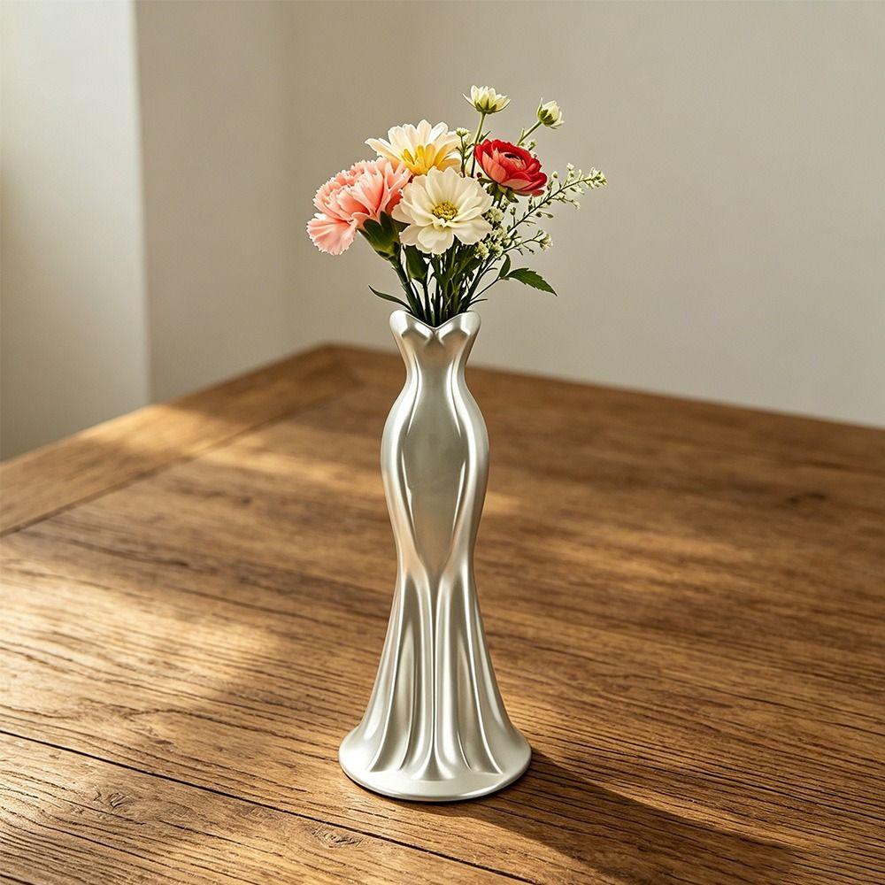Neue Kleiderförmige 3D-gedruckte Blumenvase Blumenarrangement Verdrehtes Design Elegante Kleidervase Minimalistischer Dekorationsvase
