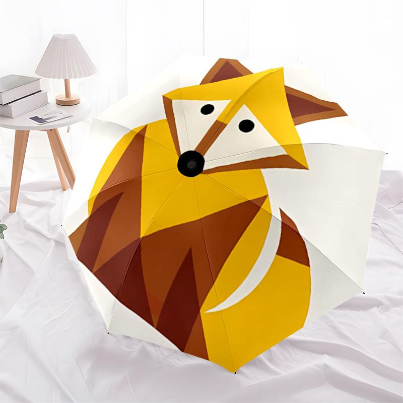 1pc Fox Geometric Automatic Open/Close Umbrella 8-Rib Strong Frame, Portable Travel Umbrella for Women & Men, Birthday Gift Parties 012