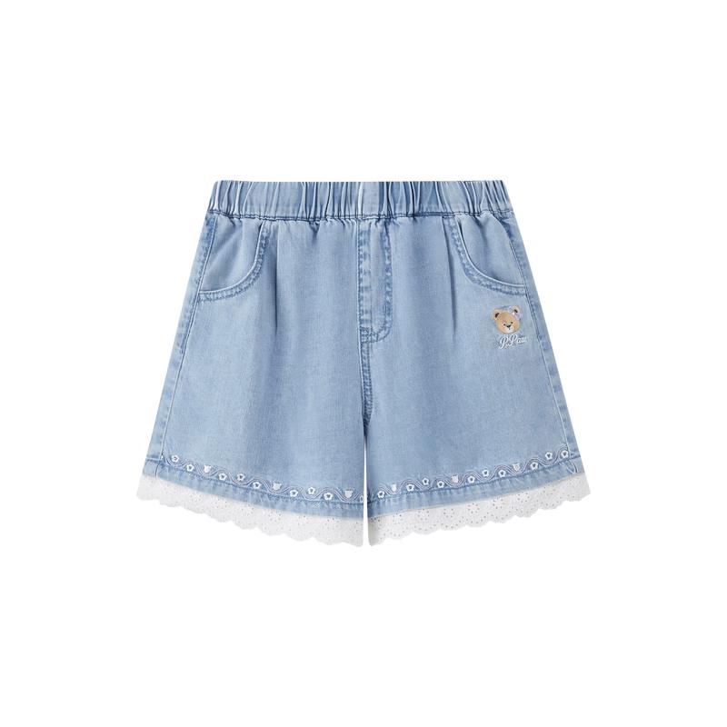 PawinPaw Girls' Cartoon Bear Denim Shorts