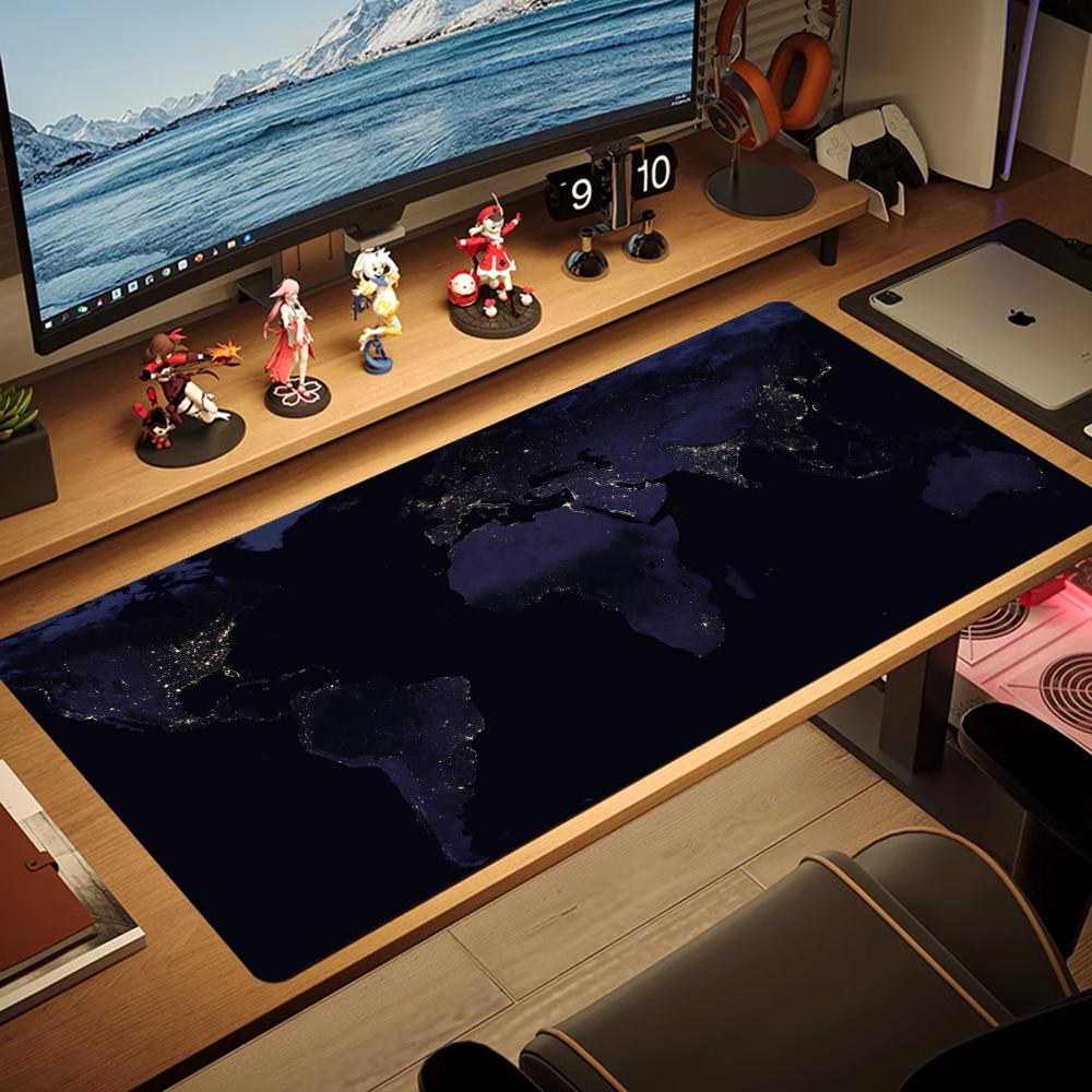 Dark World Map Mouse Pad Large MousePad Mini PC XXL Gaming Rubber Lock Desk Mat Tablet Monitor Computer Gamers Phone Work Office