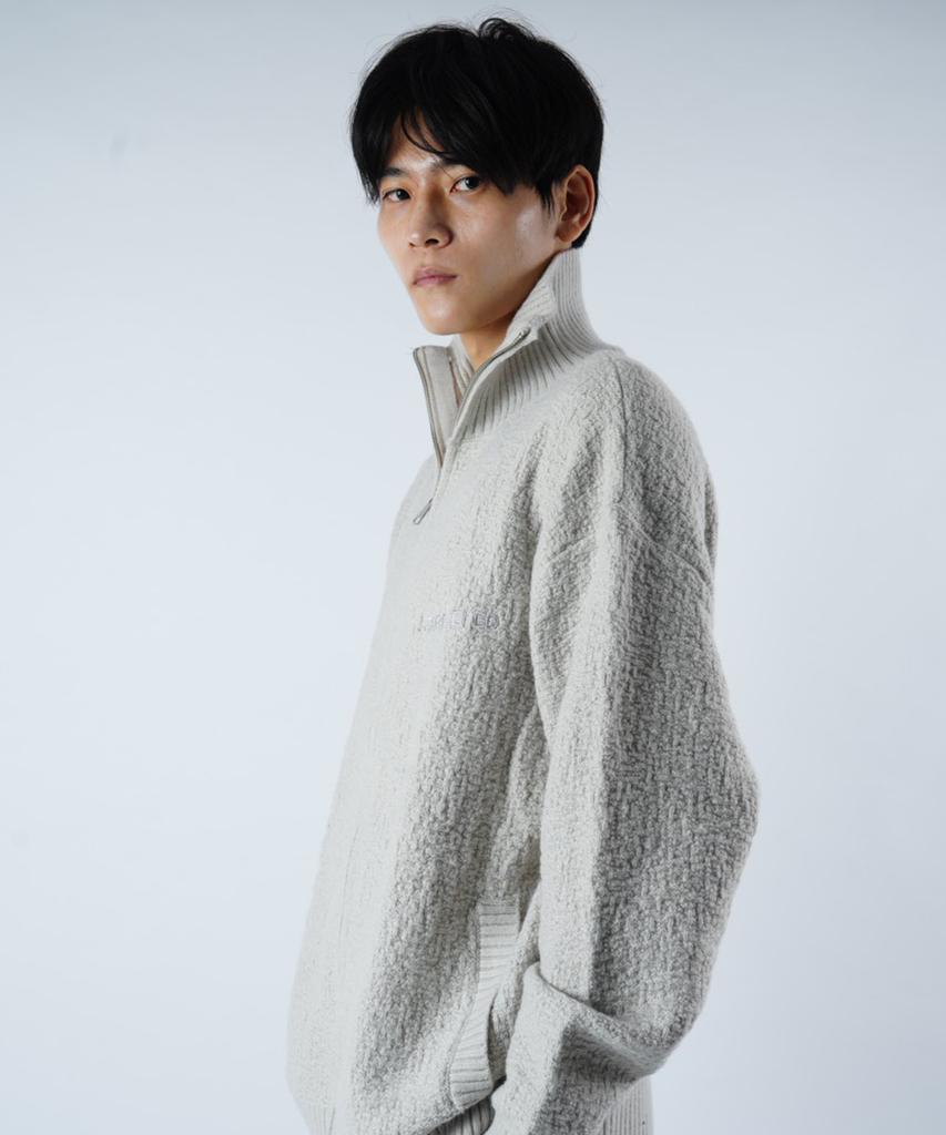 Starryeyed Boucle Two-Way Zip-Up Knit (Gray)