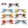 Round Flip Up Sunglasses Small Circle Polarized Glasses for Men Women Retro Punk UV400 Sun Glasses for Rave Party