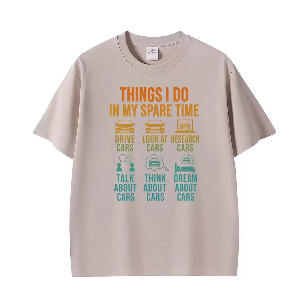 Dinge, die ich in meiner Freizeit mache Lustiger Typ Autoenthusiast T-Shirts Unisex Retro Mode Sommer T-Shirt Unisex Kleidung Lässiges T-Shirt