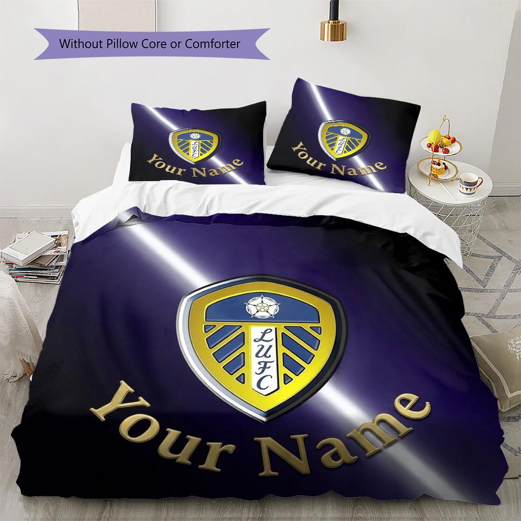Leeds United Custom Name Pattern Bedding,Quilt Set Quilt Cover Pillowcase Home Birthday Gift(1 * duvet cover + 2 * pillowcase, without core)