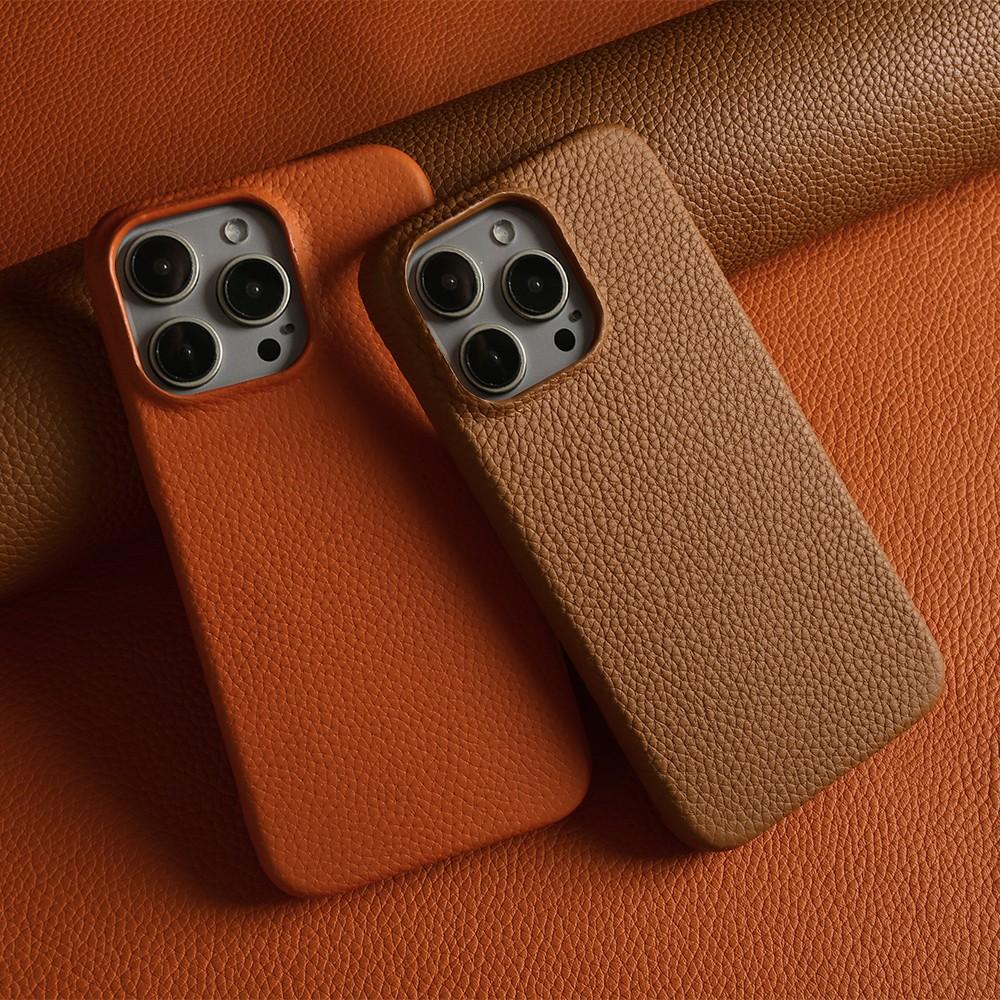 Full Grain Wrapped Genuine Leather Phone Case For Iphone 16 Pro Max Cases 15pro 14Pro  Back Cover Shockproof Cases Coque