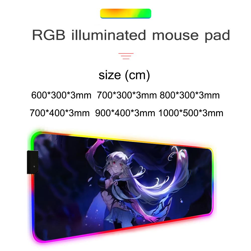 skirk Mouse Pad RGB Gaming Mousepad Big LED Pad PC Desk Mat Luminous Mouse Pad Large Keyboard Mats Table Rug With Backlit