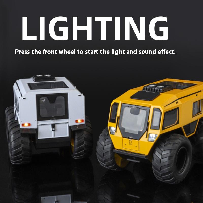 1:24 Russian Sherp All Terrain Off Road Vehicle Alloy Metal Diecast Car Model Sound & Light Ornaments Collection Gift For Friend giallo