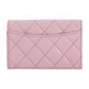 CHANEL 24A Light Gold Buckle  Diamond Pattern Pure Color  Grainy Lychee Pattern Leather Card Holder  Women's  Pink