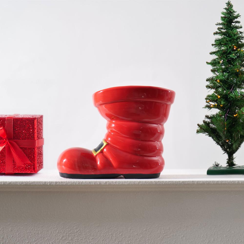 Santa Claus Ceramic Vase Christmas Decoration Miniature Model Photo Prop Flower Holder