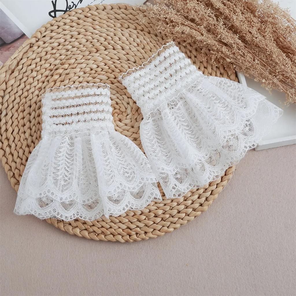 Cross-border Pleated Mesh Lace Sleeves Women's Decorative Cuffs Replacement Fake Sleeves