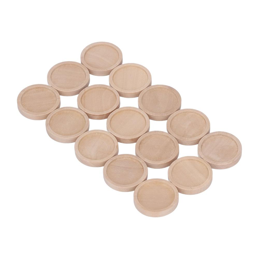 50pcs Round Wood Pendant Trays Wood Unfinished Surface Pendant Base Tray 30mm Jewelry Making Supplies Photo Jewelry