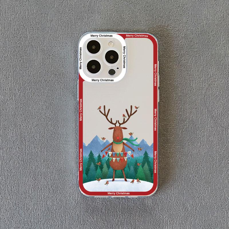 Coques de téléphone transparentes de luxe dessin animé Noël pour IPhone 11 12 13 Pro Max 14 15 Pro Max Plus X XR XS Simple Père Noël Coque transparente