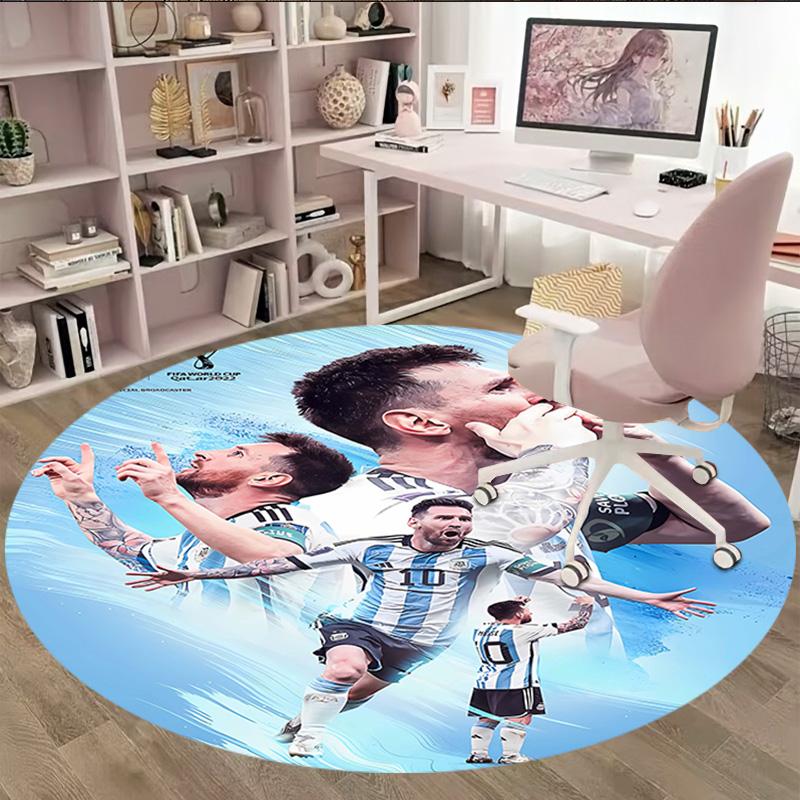 1pc Football Star (2) Print Round Carpet Chair Round Carpet Suitable for Bedroom Living Room Home Decorative Carpet