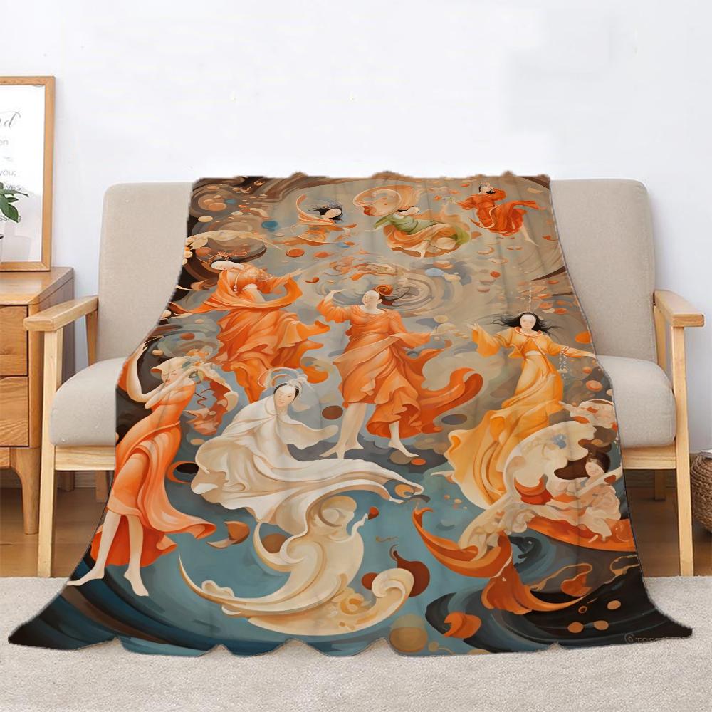 Dunhuang Apsaras Summer Blanket King Size Interior for Home Beach Towel Bed Blankets & Throws Luxury Bedding Fluffy Plaid Throw