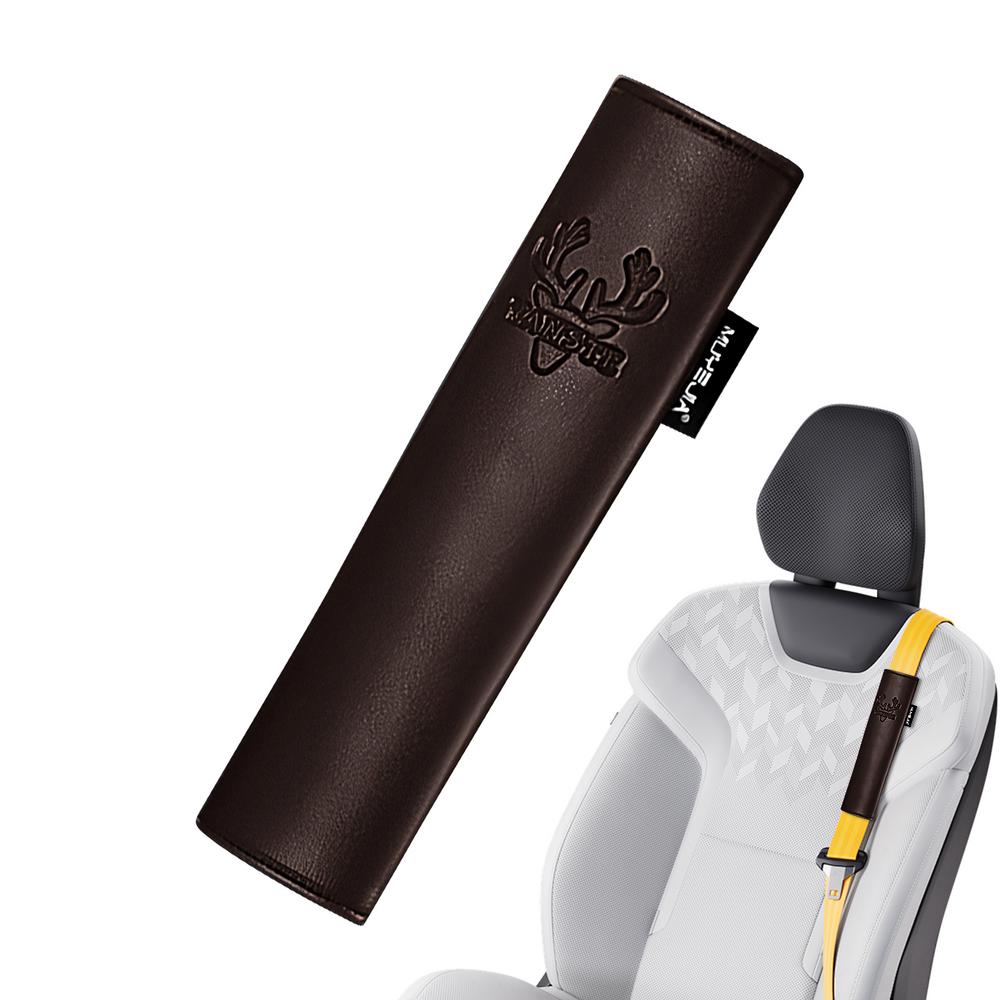 Leather Seat Belt Cover Seatbelt Covers Soft Deer Heads Design Seat Belt Cover Seatbelt Shoulder Pad Cushions For Comfortable коричневый