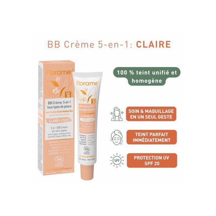 Florame BB Crème 5 en 1 SPF20 Claire Bio 40ml