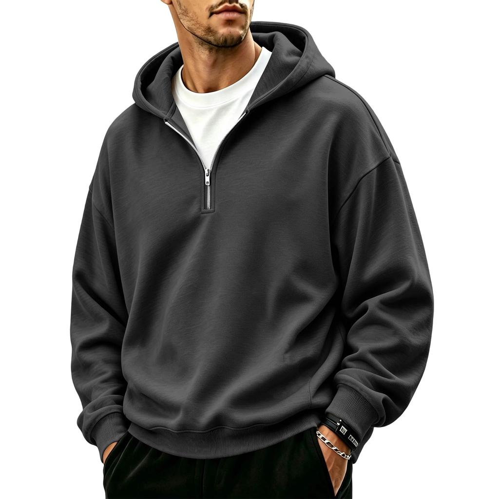Men's Casual Full Zip Hoodie Loose Fit Sweatshirt for Sport and Everyday Wear