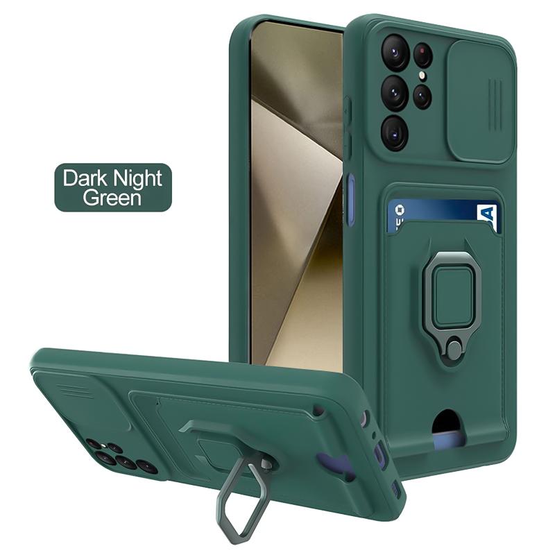 

Push Window Card Slot Case For Samsung Galaxy S24 Ultra S23 Plus S22 S23 FE S21 S20 FE Ring Holder Magnetic Phone Cover S23 Plus