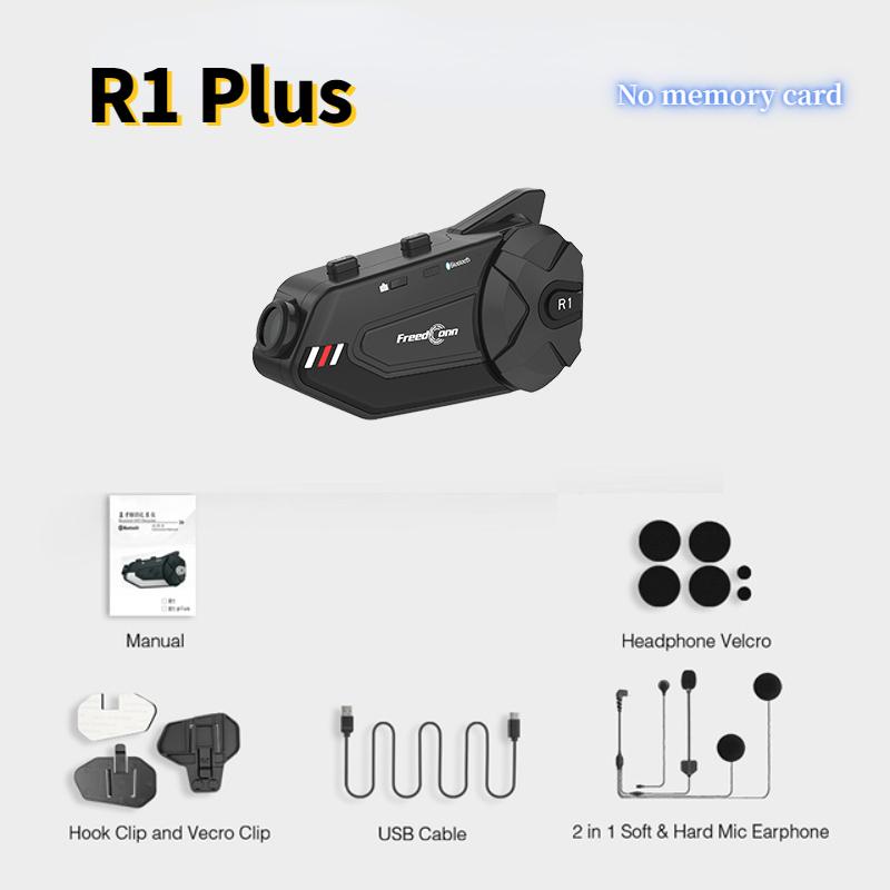 

Мотоциклетный шлем, Bluetooth, универсальный HD-тахограф, 6 человек, 1000 метров, домофон 【R1 Plus】No Memory Car