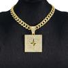 Hip Hop Electrocardiogram Lifeline Geometric Pendant Necklace With 13mm Box Buckle Cuban Chain Necklaces Fashion Jewelry For Men