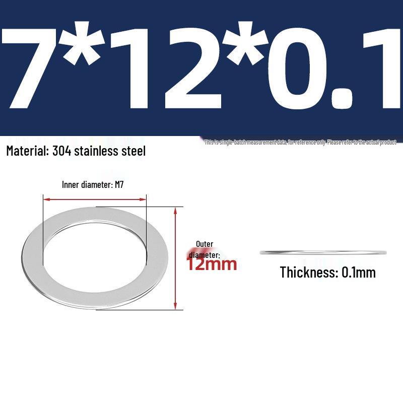 304 Stainless Steel Ultra-Thin Flat Washers - Available in Thickness: 0.1mm, 0.2mm, 0.3mm, 0.5mm