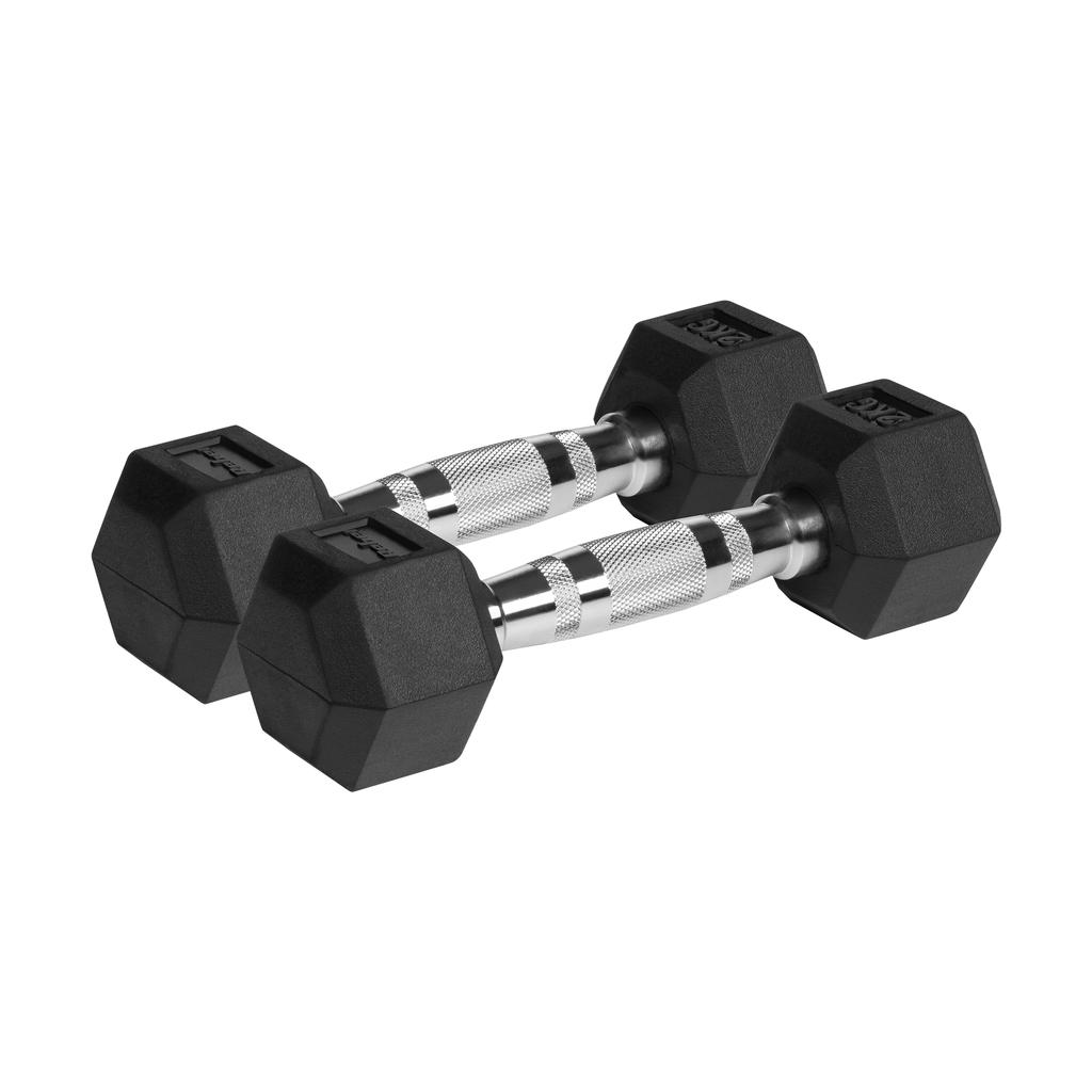 Cast Iron Rubber-Coated Dumbbells Hex 2X2Kg Rebel Hexagonal Set 4Kg Solid