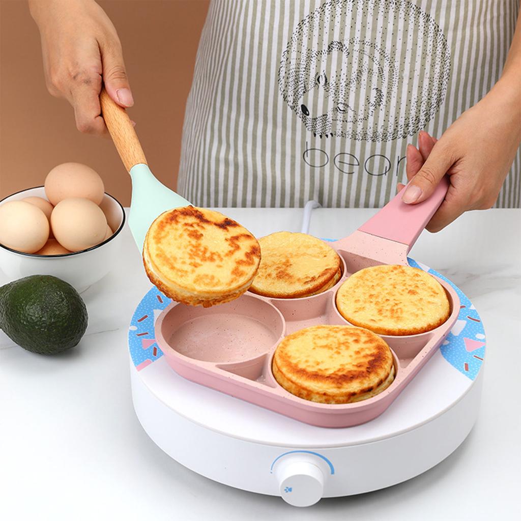 4 Hole Egg Frying Cooker Pan Non Stick Flat Bottom 4 Cup Pancake Omelet Frying Pan for Kitchen
