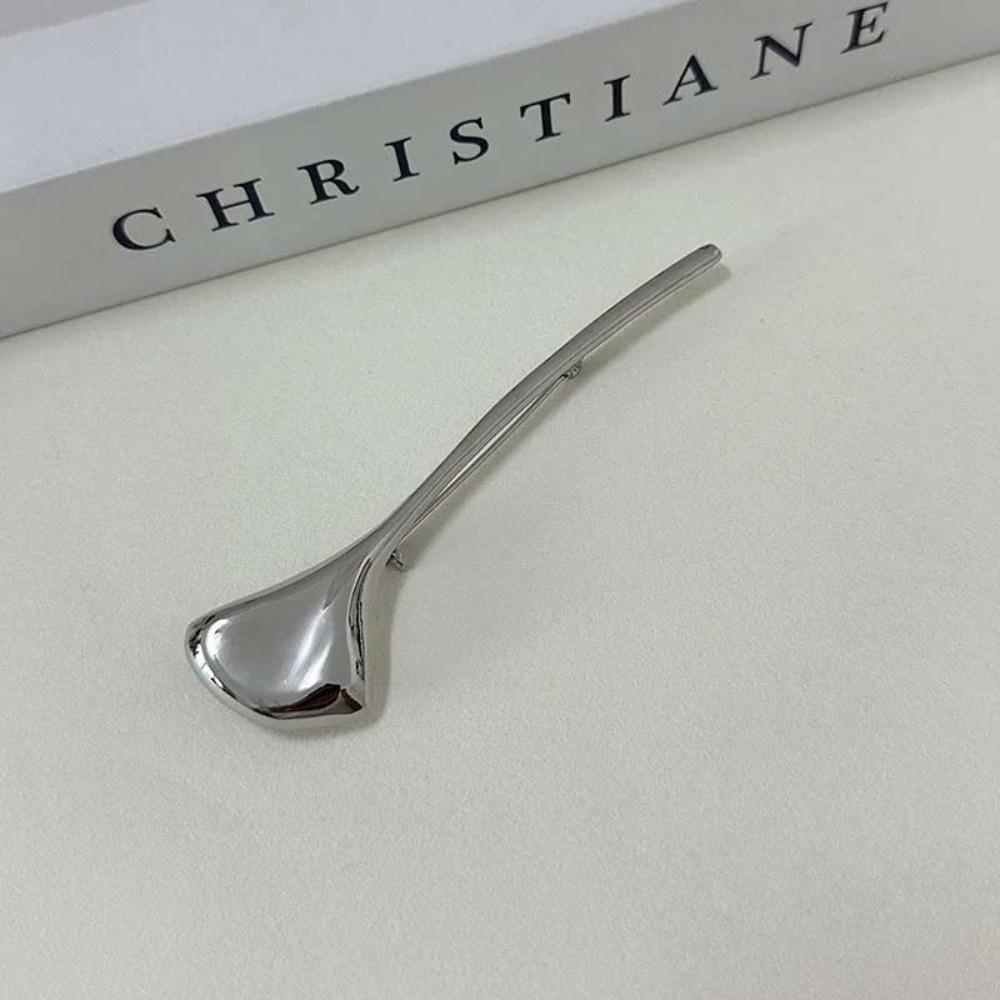 Vintage Long Leaf Pin French Style Metal Glossy Brooch Uniform Ginkgo Leaf Brooch Party