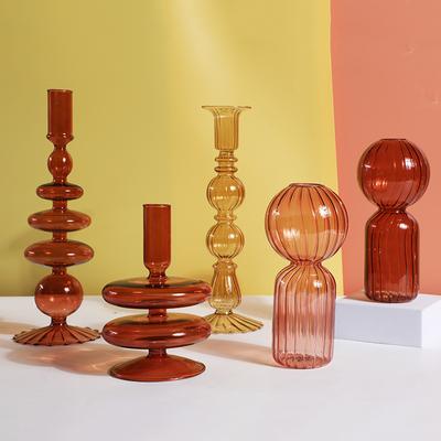 1pc Glass Vases Clear Flower Vase Candle Holders For Wedding Centerpieces Home Decoration Table Centerpieces Candlestick Holder