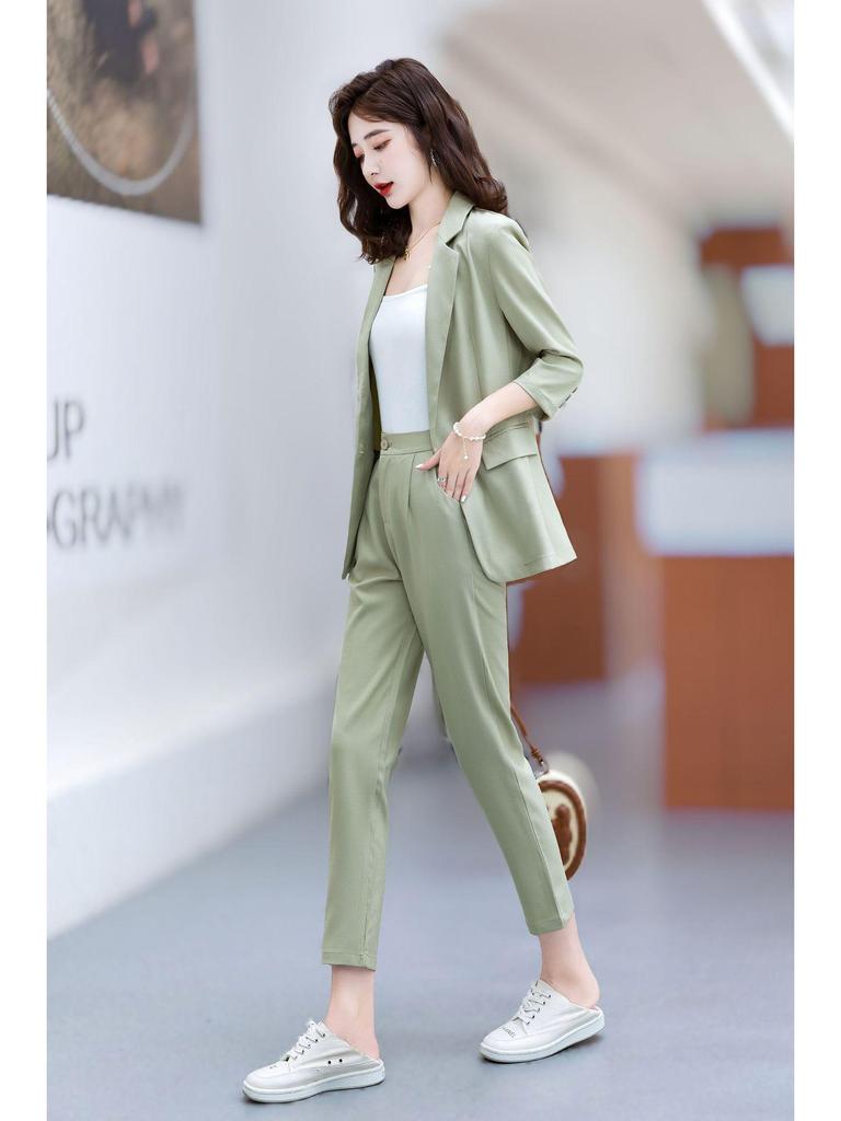 Women's Plus Size Professional Casual Suit Set - Spring/Summer Fashion 8019