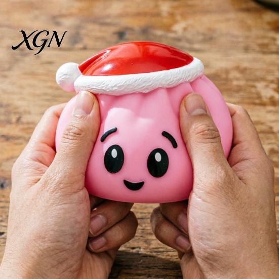 Stress Reduction Gadget Cartoon Expression Dumpling Squeeze Toy Santa Hat Steamed Bun Fidget Ball Relief Dough Relaxation Decompression Tool Kids