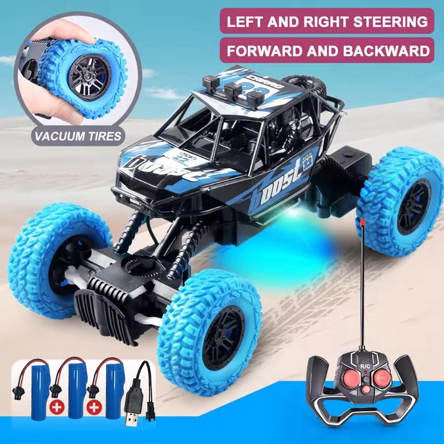 Remote Control Car Outdoor Off Road With Light Rubber Tire Climbing All Terrain Vehicle Car Model Truck Toy Gift For Kids Boy
