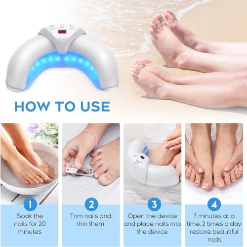 Portable Nail Fungus Treatment Device - Rechargeable LED Light Therapy for Thickened and Discolored Nails. Effective Nail Care for Fingernails and Toe