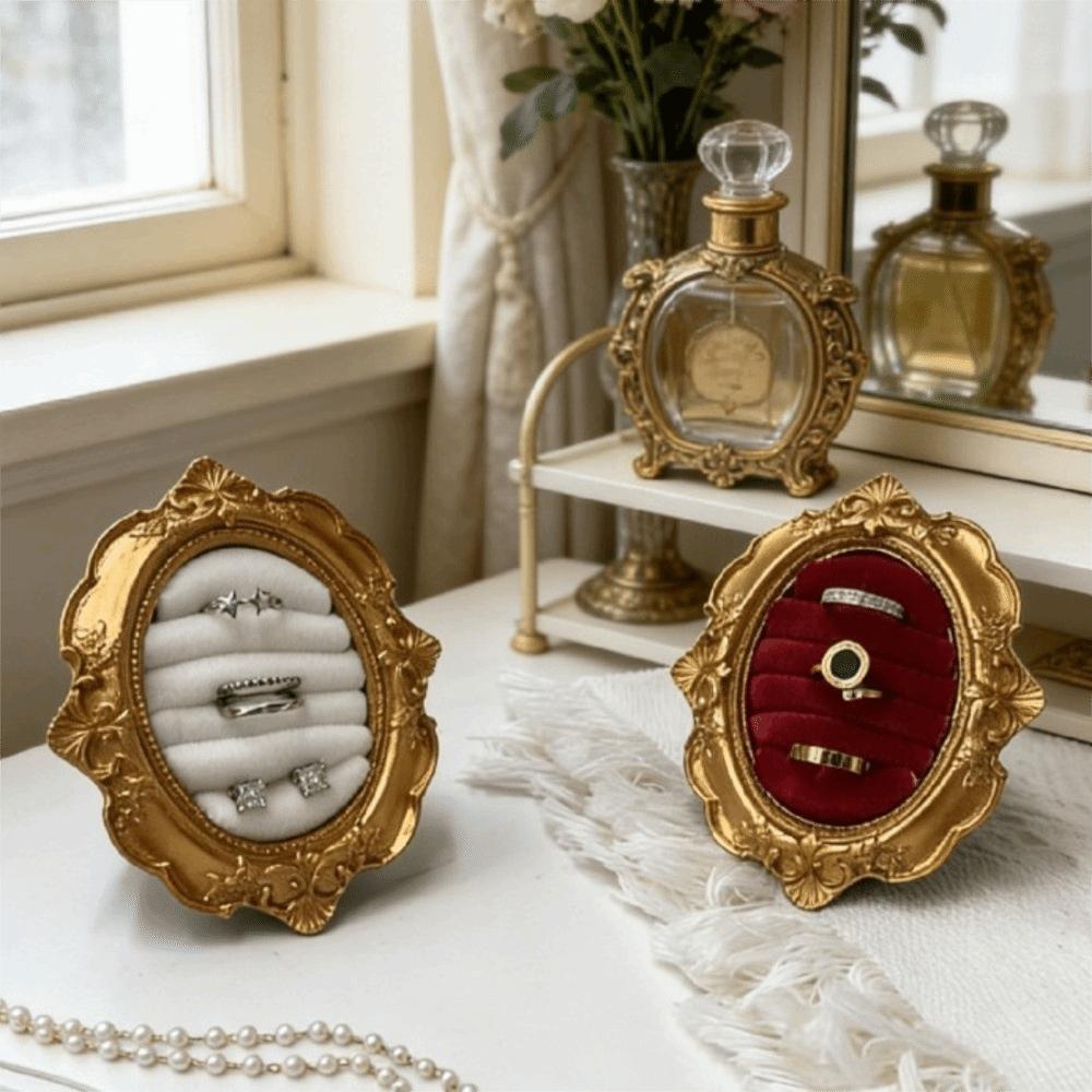 Vintage Gold Ring Display Stand Velvet Organizer Jewelry Display Rack  Photography Props