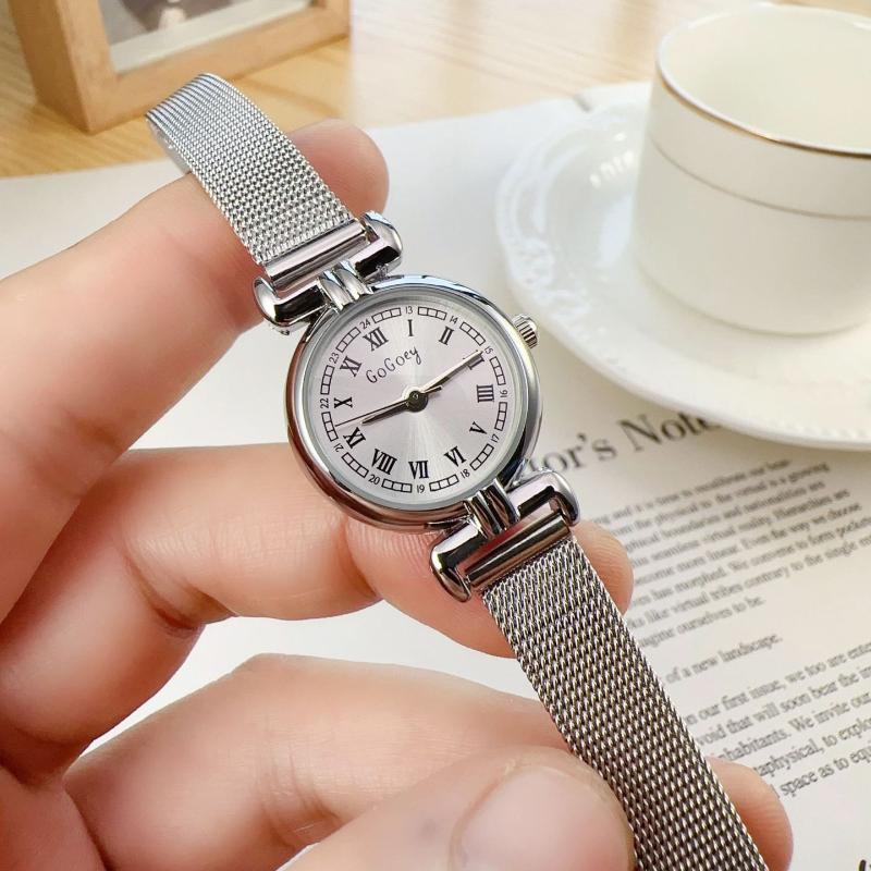 Fashion Simple Vintage Women Quartz Watch Roman Small Dial Elegant Ladies Wristwatch Classic Steel Mesh Band Watches Reloj Mujer