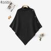 ZANZEA Autumn Women Turtleneck Long Sleeve Irregular Casual Knitted Cloak Sweaters Jumpers